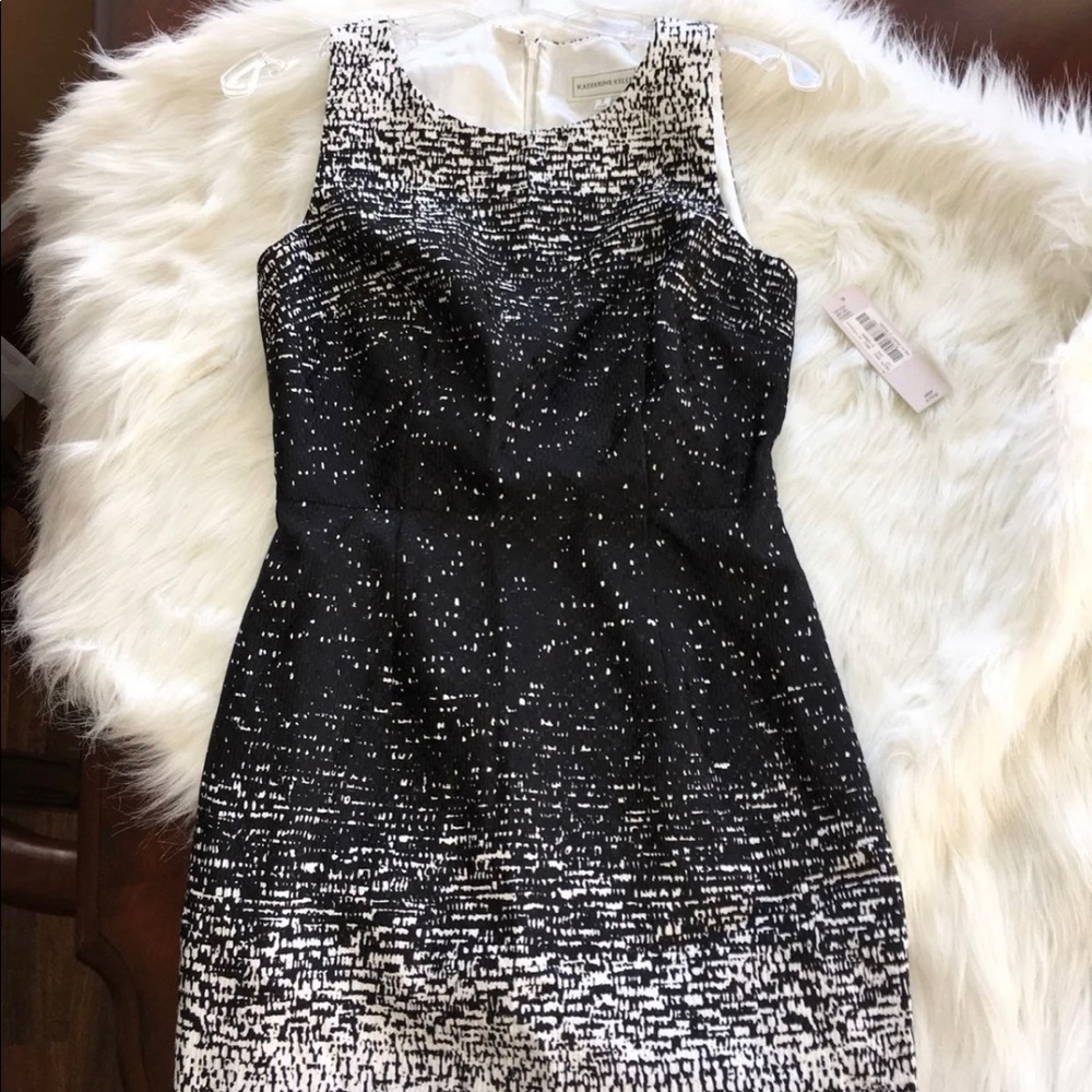 Katherine Kelly knee length black and white dress